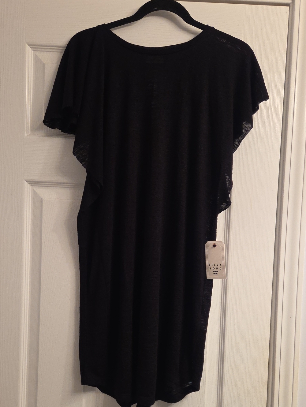 Billabong Black Flutter-Sleeve Swim Coverup Dress